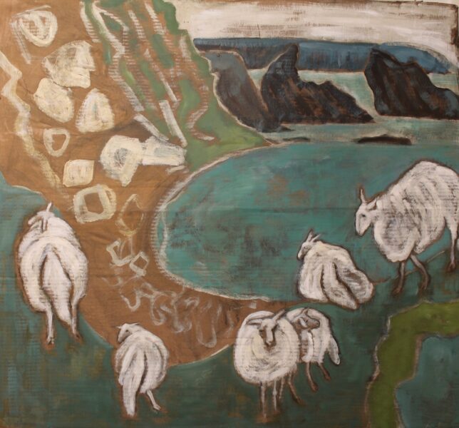 Ewe Lambs on the Cliff Path